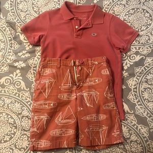 VGUC- Boys Outfit Vineyard Vines shirt and Crewcuts shorts.